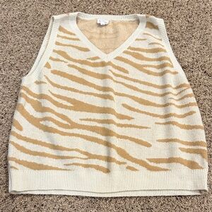 Le Lis Cream and Tan V-Neck Sweater Vest